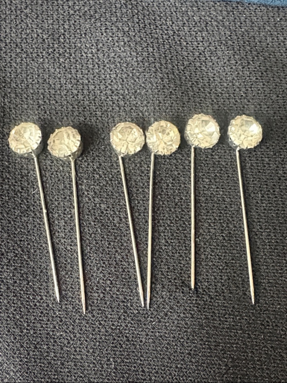 Vintage Hat Pins with Crystal Heads - Set of 6